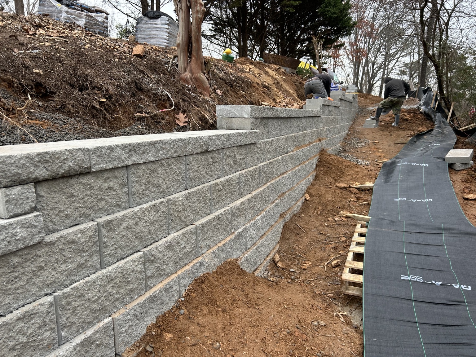 Retaining wall installation